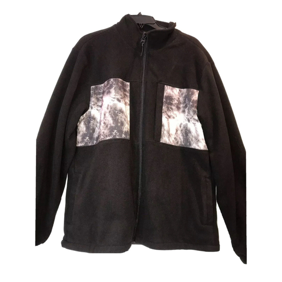 New PacSun Full Zip Polar Fleece Zip Up Hoodie Jacket Men's Black L - Picture 5 of 12